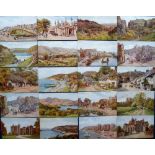 Postcards, an A.R. Quinton UK collection of approx 40 illustrated scenic views incl. set of 6