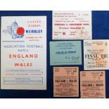 Football programme & tickets, England v Wales match programme 25 Sept 1943 with two match tickets,