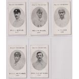 Cigarette cards, Taddy, County Cricketers, Kent, 5 cards, Mr C J Burnum, Mr E W Dillon, A Fielder,