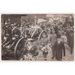 Postcard, Hampshire, RP, Funeral of S.F. Cody, on route to Aldershot Military Cemetery, (toning to