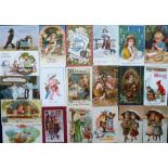 Postcards, Christmas Greetings, 40+, inc. embossed, gilded, fantasy, children, angles, teddy bears