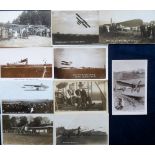 Postcards, Aviation, 10 early RPs, Bournemouth Meeting C.S. Rolls taking off, Bleriot’s landing at