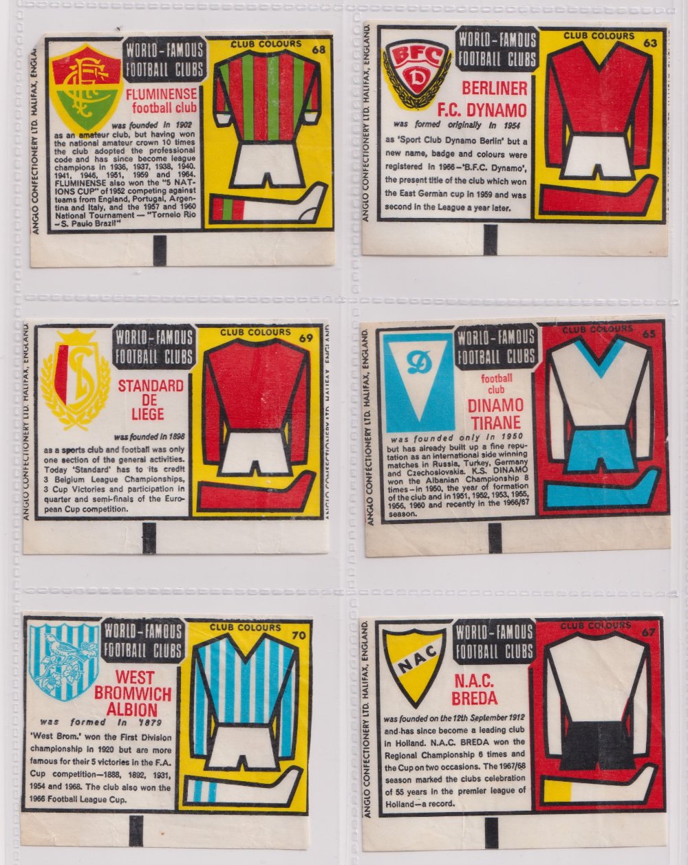 Trade cards, Anglo Confectionery, World-Famous Football Clubs (Wax issue) (37/72) includes West Ham, - Image 6 of 7