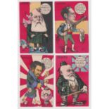 Postcards, Royalty, Kings Comedy Caricatures by Cbille (?), possible set of six, Belgium, Spain,