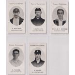 Cigarette cards, Taddy, County Cricketers, Gloucestershire, 5 cards, G Dennett, T Langdon, Mr C O