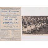 Football programme, Chelsea v Moscow Dynamo, 13 November 1945, Fr, first Russian Club fixture for