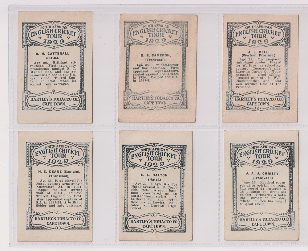 Cigarette cards, South Africa, Hartley's Tobacco Co, South Africa English Cricket Tour 1929, 6 - Image 2 of 2