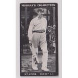 Cigarette card, Murray's, Cricketers, (Series H, black front), type card W C Smith Surrey CC (gd) (