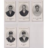 Cigarette cards, Taddy, County Cricketers, Essex, 5 cards, E J Freeman, Rev. F H Gillingham, Mr R