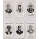 Cigarette cards, Taddy, County Cricketers, Worcestershire, 6 cards, E Arnold, J A Cuffe, Mr R E