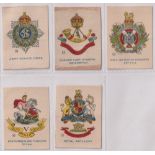 Tobacco silks, Robert Sinclair, Regimental Badges, 'M' size (set, 5 silks) (one frayed, sl