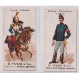 Cigarette cards, Pezaro, Armies of the World (Nestor), two type cards, France - Cuirassier &