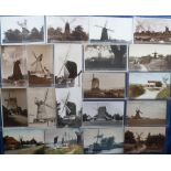 Postcards, a collection of 30 cards of UK Windmills with RPs of The Mill Herne Bay, Shirley Rd