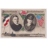 Postcard, WWI, Germany, RP Submarine Blockade busters, Konig & Schwartzkopf, Feldpost 4.6. 1917, (