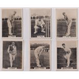 Cigarette cards, Phillips, Cricketers (Brown back), 'L' size, 6 cards, 2C, 3C, 9C, 218C, 219C & 224C