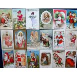 Postcards, Greetings, good selection, inc. Santas, embossed, children, Angles, gilded, mainly GB &