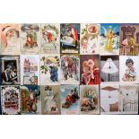 Postcards, a selection of 15 Santas, 2 snowmen, ethnic (mostly N American Indians), a few comic