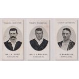 Cigarette cards, Taddy, County Cricketers, Warwickshire, 3 cards, Mr J F Byrne, Mr T S Fishwick &