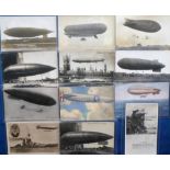 Postcards, a collection of 12 cards of British airships, with RPs of Parsival, New Army airship No