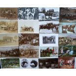 Postcards, Rural, a mixed selection of 38 cards, mainly RP's, used and unused, including working