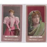 Cigarette cards, Jas. Biggs, Actresses, FROGA 'A' (brand in white), two cards, Miss Fortescue &