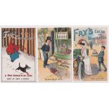 Postcards, Advertising, Fry's, 5 designs by Tom Browne, So Near, Red Riding Hood, Right up to