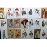 Postcards, a good glamour selection of 39 cards with Art Nouveau & Deco, artists include S