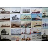 Postcards, Shipping, a selection of 73 cards including liners, sailing ships, paddle steamers,