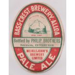 Beer label, Bass-Crest Brewery, Alloa, a Pale Ale vertical oval , 85mm high, bottled by Philip