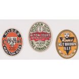 Beer labels, Chas Rose & Co Ltd, Malton, Nut Brown Ale & Malton Ale, vertical ovals 81mm high, and