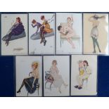 Postcards, a selection of 7 Art Deco period glamour cards illustrated by Suzanne Meunier (3) (2