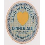 Beer label, a very nice Ellis Warde & Co Ltd label from Bath Spring Brewery Ormskirk, vertical