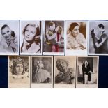 Postcards, Greta Garbo, 9 cards, Ross (6), Picturegoer 638a & 638b, also Colourgraph C118 as Marta
