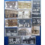 Postcards, a selection of 13 RPs of unidentified shop fronts, incl. International stores with staff,