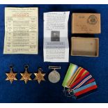 Militaria, WW2 Medals, 1939-45 Star, Atlantic Star, Africa Star and War Medal complete with