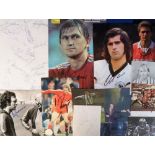 Football autographs, selection of newspaper/magazine cut outs, photos etc, all signed & showing