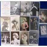 Postcards, a Sarah Bernhardt selection of 14 items incl. advert for the appearance of Sarah