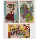 Postcards, Suffragette, Comic, three artist drawn comic cards including one by McGill (two pu, gen