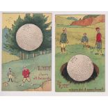 Postcards, Advertising, Golf, Kite Golf Balls, two artist drawn comic cards, 'The Kite where did