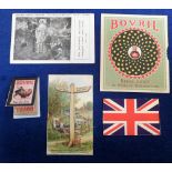 Trade cards, Bovril, small selection of 5 items, Union Jack Folder, mechanical advertising card, ,
