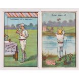 Postcards, Advertising, Cricket, Johnson, Johnson & Co, Pure Tea, two artist drawn comic cards, '