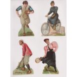 Trade cards, USA, Spalding's Sports Equipment, Sports, die-cut sports players, four cards, Golf,