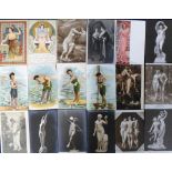 Postcards, Glamour, selection of approx. 30 cards inc. Sager (4), Art Nouveau, Bathing (4), Nudes,