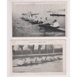 Postcards, Rowing, two printed cards, Cambridge Crew 1907 (pu, 1907) & Harvard 1906 (v.