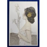 Postcard, Art Nouveau, Raphael Kirchner illustrated glamour card from Theo Stroefirs Kunstverlag