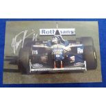 Motor Racing Autograph, Damon Hill, a colour 12" x 8" photograph showing race action, signed in