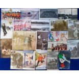 Postcards, Military, a collection of approx. 90 cards inc. portraits, artist-drawn, (inc. Harry