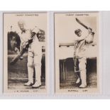 Cigarette cards, Pattreiouex, Famous Cricketers, (C1-96 printed back) 2 cards, C30 J W Hearne &