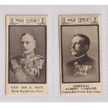 Cigarette cards, Themans, War Portraits, 2 cards, nos 19 General Sir Douglas Haig & no 39 General
