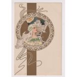 Postcard, Eva Daniell, gilded art nouveau card, Tuck's Art Postcard Series, no 2524 VI, ub (